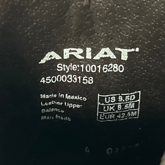 Ariat Mens Size 9.5 Leather Cowboy Square Toe Western Rancher Boots ATS 10016280 - Picture 7 of 8